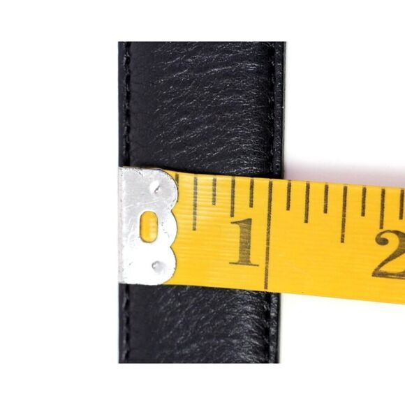 ITALY BLACK REAL LEATHER 1 1/8"Wd STITCH CASUAL DRESS MEN'S BELT Sz 38 (A45 - Picture 10 of 14